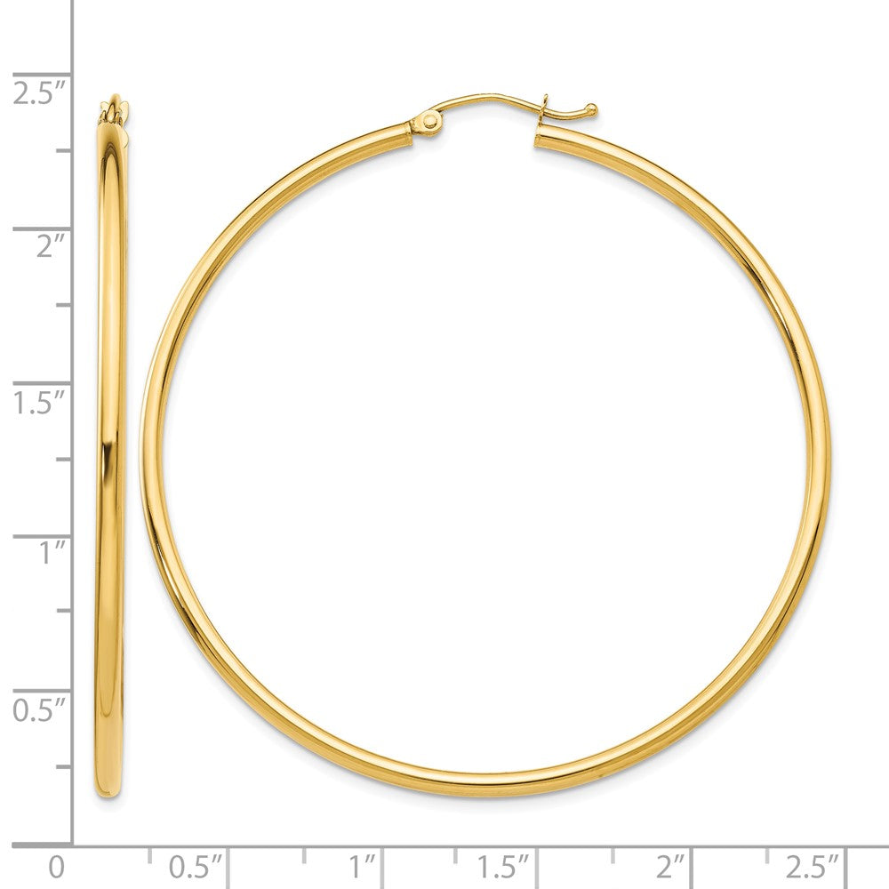 14k 2x55mm Polished Tube Hoop Earrings