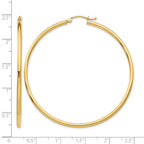 14k 2x55mm Polished Lightweight Tube Hoop Earrings