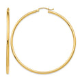 14k 2x55mm Polished Lightweight Tube Hoop Earrings
