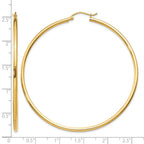 14k 2x60mm Polished Tube Hoop Earrings