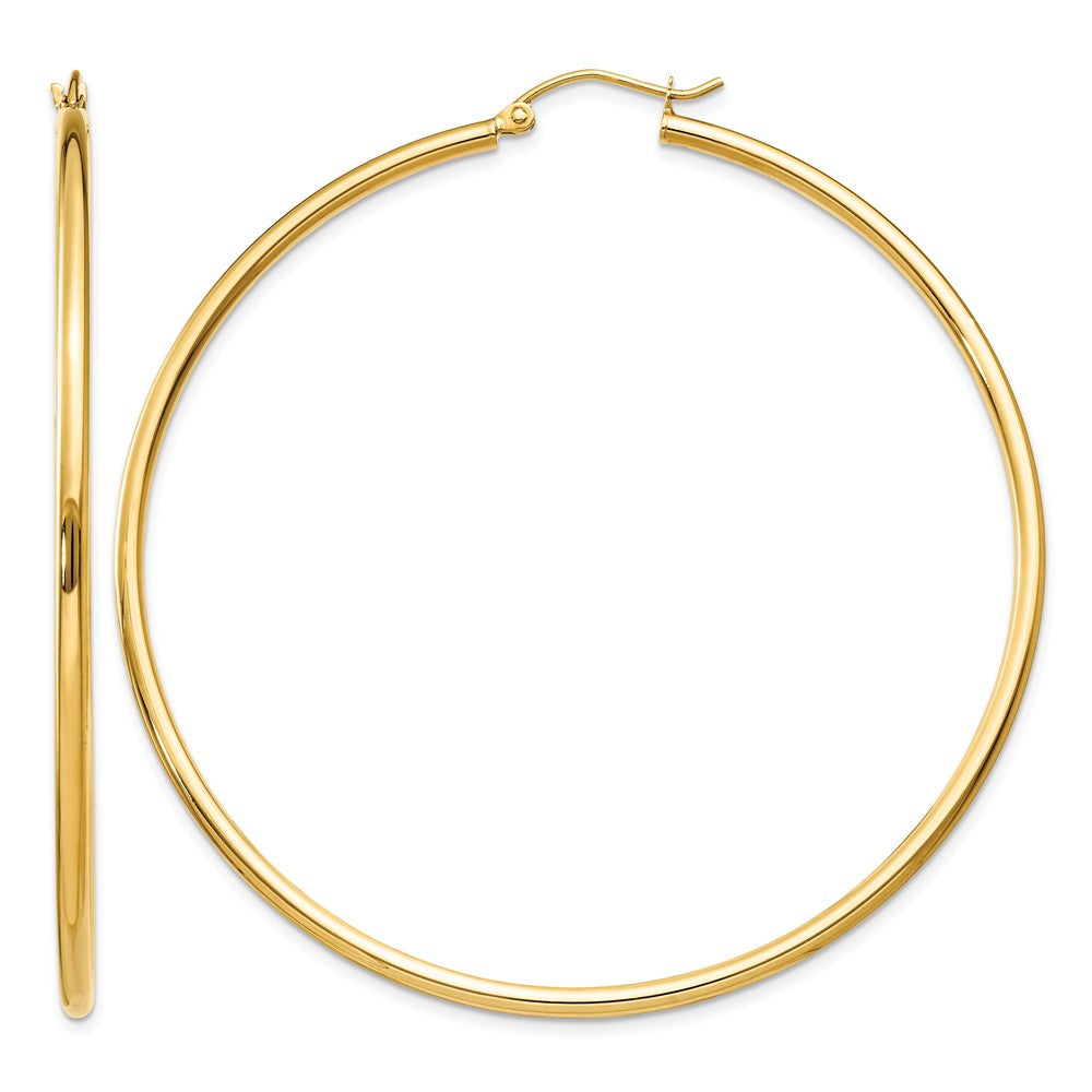 14k 2x60mm Polished Tube Hoop Earrings
