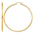 14k 2x60mm Polished Tube Hoop Earrings