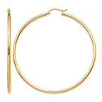 14k 2x60mm Polished Lightweight Tube Hoop Earrings