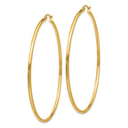 14k 2x65mm Polished Tube Hoop Earrings