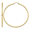 14k 2x65mm Polished Tube Hoop Earrings
