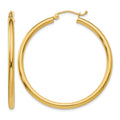 14K 2.5x40mm Polished Round Tube Hoop Earrings