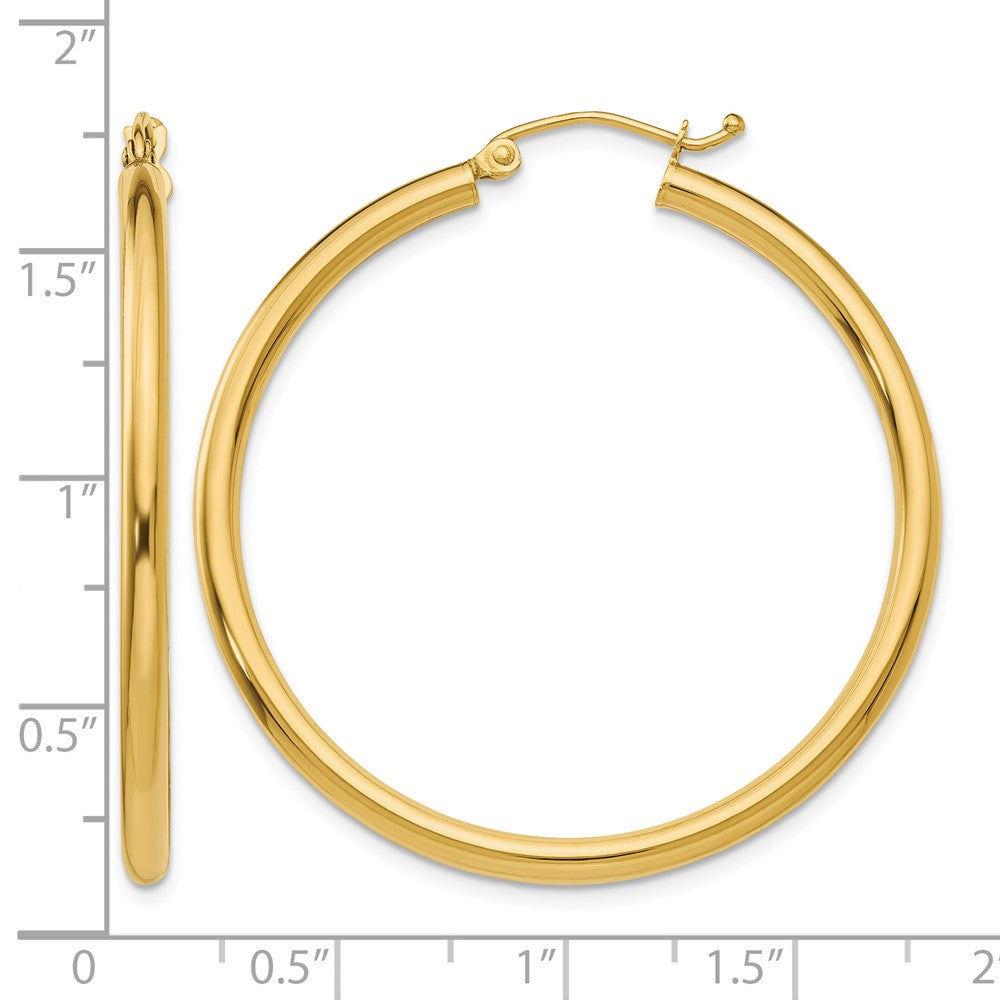 14K 2.5x40mm Polished Lightweight Tube Hoop Earrings