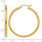 14K 2.5x40mm Polished Lightweight Tube Hoop Earrings