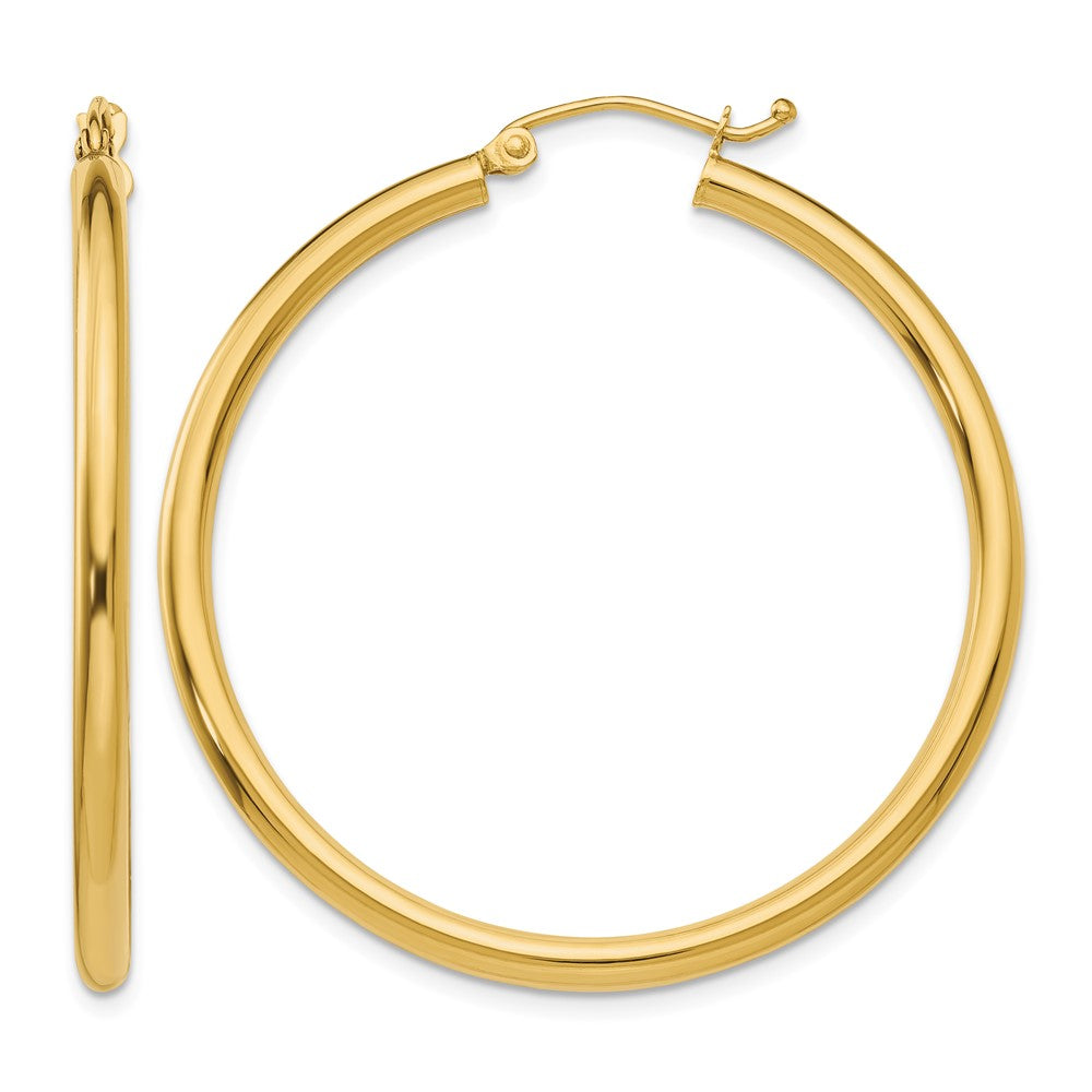 14K 2.5x40mm Polished Lightweight Tube Hoop Earrings