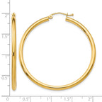 14K 2.5x45mm Polished Round Tube Hoop Earrings