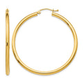 14K 2.5x45mm Polished Round Tube Hoop Earrings