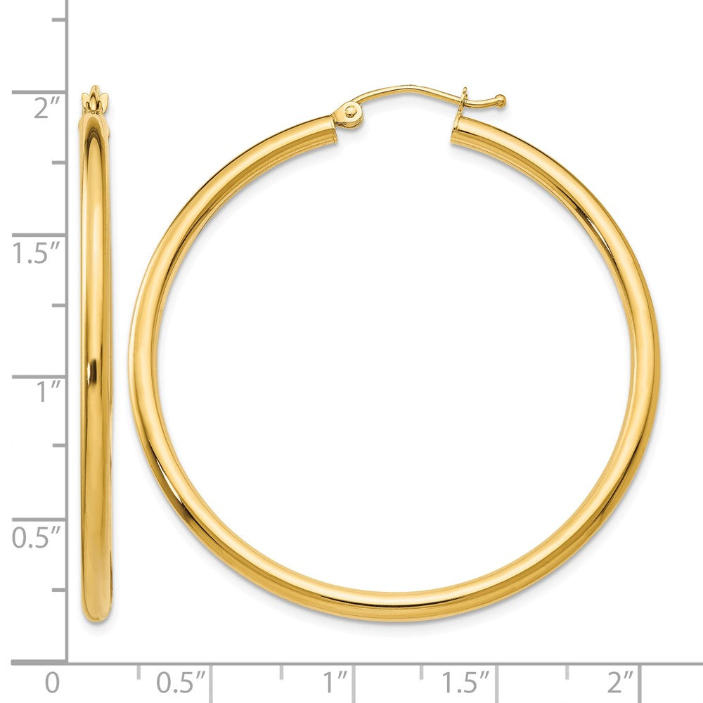 14K 2.5x45mm Polished Lightweight Tube Hoop Earrings