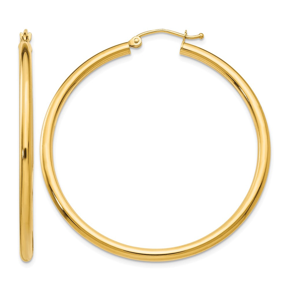 14K 2.5x45mm Polished Lightweight Tube Hoop Earrings