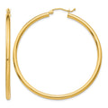14K 2.5x50mm Polished Lightweight Tube Hoop Earrings