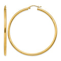 14K 2.5x55mm Polished Lightweight Tube Hoop Earrings