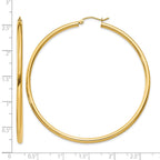 14K 2.5x60mm Polished Round Tube Hoop Earrings