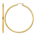 14K 2.5x60mm Polished Round Tube Hoop Earrings