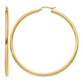 14K 2.5x60mm Polished Lightweight Tube Hoop Earrings