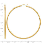 14K 2.5x65mm Polished Lightweight Tube Hoop Earrings