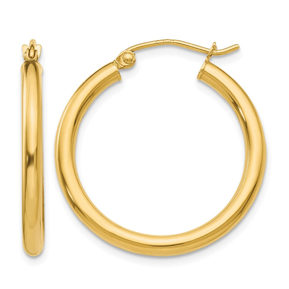 14k 2.5x25mm Polished Lightweight Tube Hoop Earrings