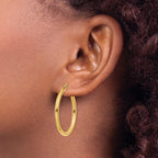 14k 2.5x30mm Polished Lightweight Tube Hoop Earrings
