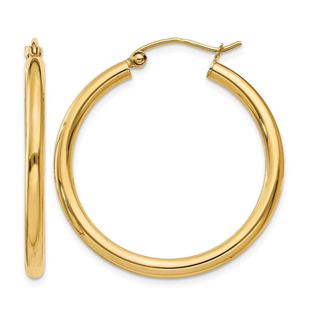 14k 2.5x30mm Polished Lightweight Tube Hoop Earrings