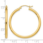 14K 2.5x35mm Polished Round Tube Hoop Earrings