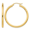 14K 2.5x35mm Polished Round Tube Hoop Earrings