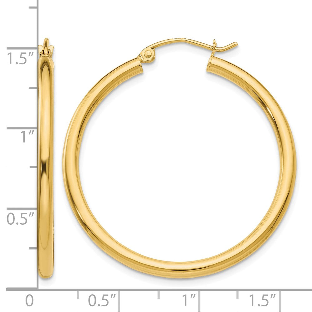 14k 2.5x35mm Polished Lightweight Tube Hoop Earrings