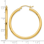 14k 2.5x35mm Polished Lightweight Tube Hoop Earrings