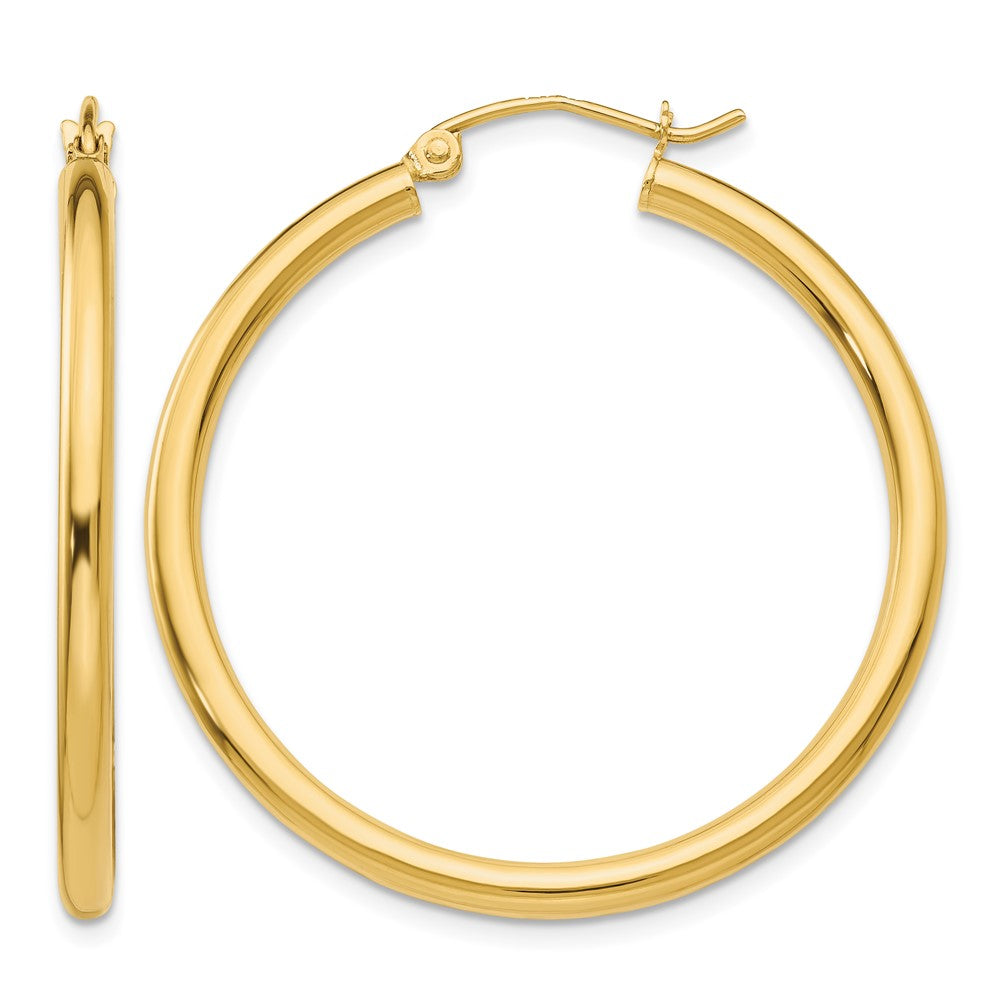 14k 2.5x35mm Polished Lightweight Tube Hoop Earrings