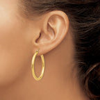 14K 3x35mm Polished Lightweight Tube Hoop Earrings