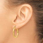 14k 3x25mm Polished Lightweight Tube Hoop Earrings