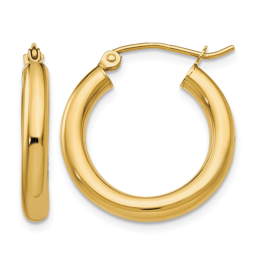 14k 3x20mm Polished Tube Hoop Earrings