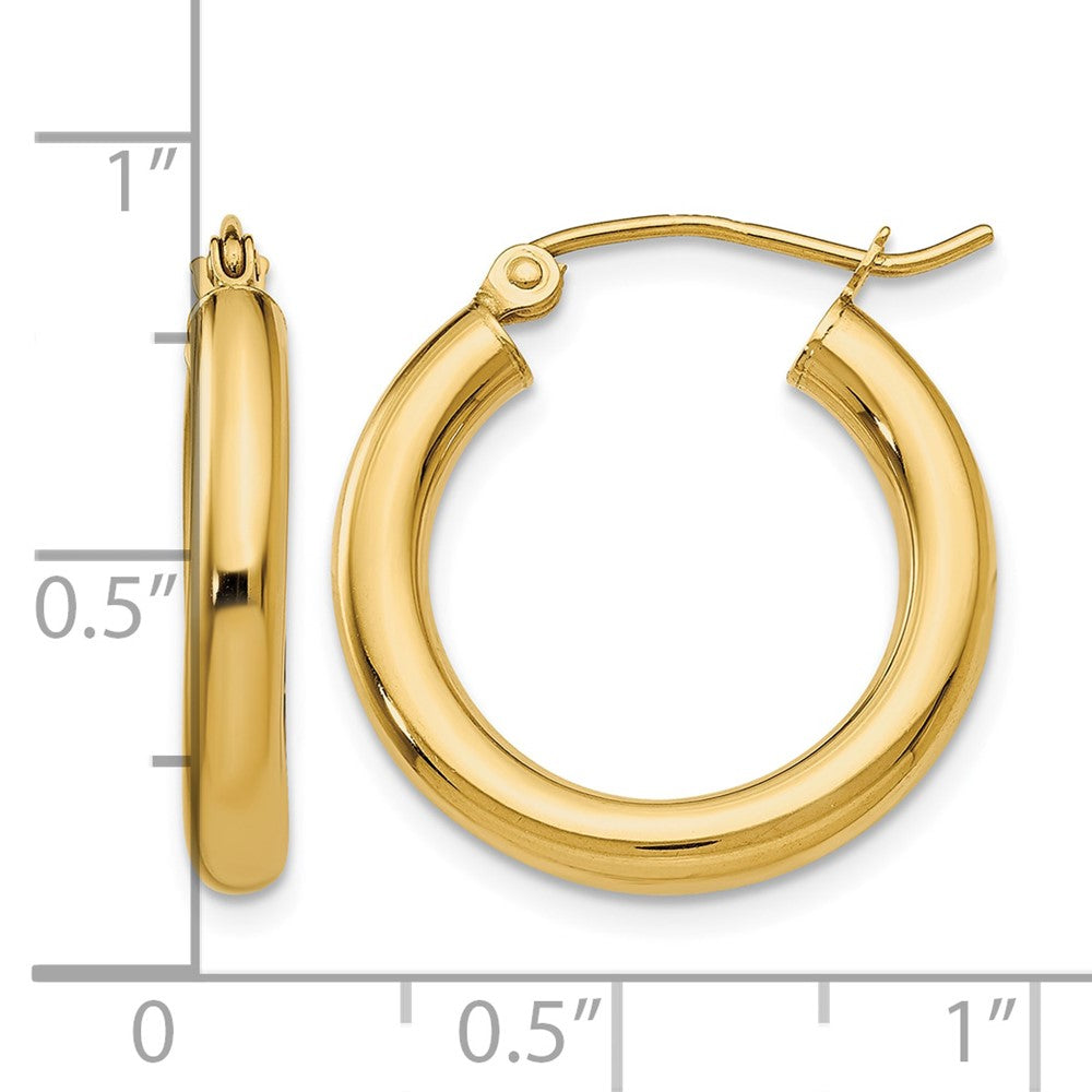 14k 3x20mm Polished Lightweight Tube Hoop Earrings