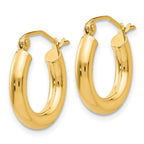 14K 3x16mm Polished Tube Hoop Earrings