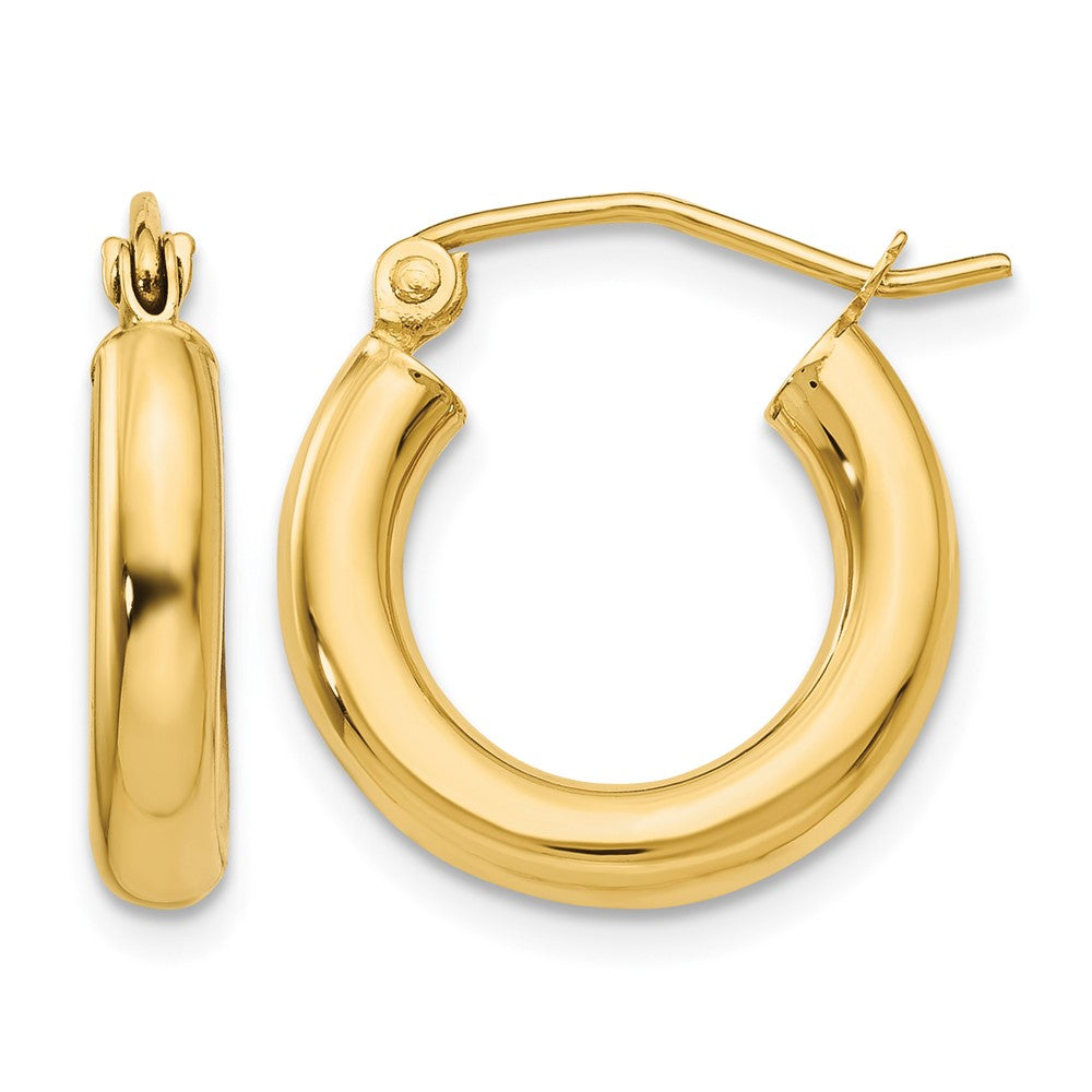 14K 3x16mm Polished Tube Hoop Earrings