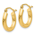14k 3x16mm Polished Lightweight Tube Hoop Earrings