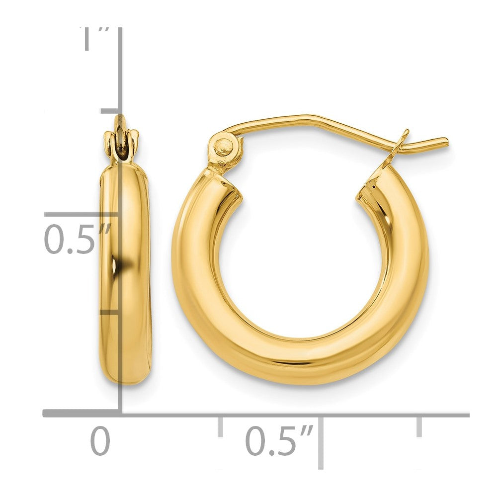 14k 3x16mm Polished Lightweight Tube Hoop Earrings