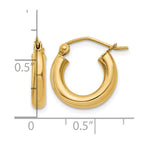 14K 3x14mm Polished Tube Hoop Earrings