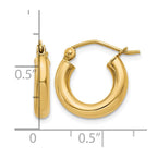 14k 3x14mm Polished Lightweight Tube Hoop Earrings