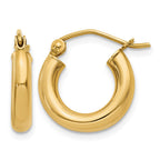 14k 3x14mm Polished Lightweight Tube Hoop Earrings