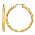 14K 3x40mm Polished Lightweight Tube Hoop Earrings