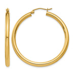 14K 3x40mm Polished Lightweight Tube Hoop Earrings