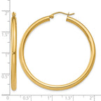 14K 3x45mm Polished Tube Hoop Earrings