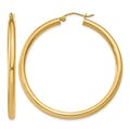 14K 3x45mm Polished Tube Hoop Earrings