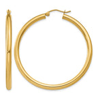 14K 3x45mm Polished Tube Hoop Earrings