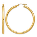 14K 3x45mm Polished Lightweight Tube Hoop Earrings
