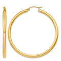 14K 3x50mm Polished Lightweight Tube Hoop Earrings