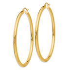 14K 3x55mm Polished Tube Hoop Earrings